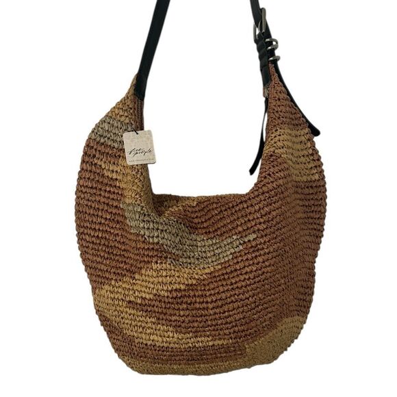 Free People Beige/Brown Slouchy Straw Tote(NWT) - Picture 4 of 8